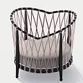 Heart Shaped Accent Chair With Black Frame Pink Woven Details And Light Cushion