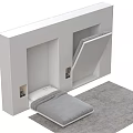 Functional White Wall Mounted Hidden Bed Cabinet With Gray Mattress And Rug