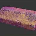 Gray Building Bricks Featuring Yellow Rust Patches And Stacked Structure On Reflective Background 3d model