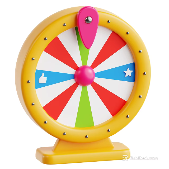 Colorful Decorative Ornament Set With Spinning Wheel Pink Pointer Thumbs Up Star And Rivet Decorations 3d model 