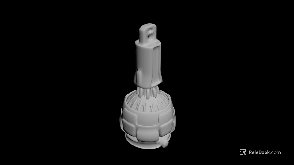 3D Model of White Mechanical Part With Top Hook and Structured Base Design Isolated on Black Background 3d model 