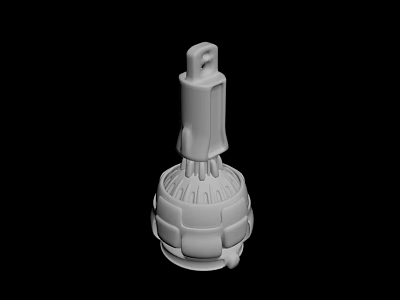 3D Model of White Mechanical Part With Top Hook and Structured Base Design Isolated on Black Background 3d model