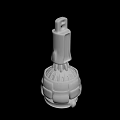 3D Model of White Mechanical Part With Top Hook and Structured Base Design Isolated on Black Background 3d model