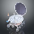 Lunar Rover With Large Solar Panel Multiple Wheels And Communication Antenna