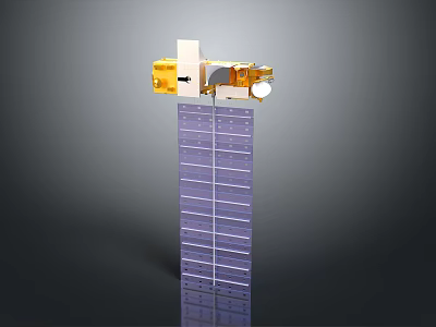 Advanced Satellite Equipment With Gold White Components And Purple Solar Panel Structure 3d model