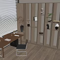 Modern Bookshelf Decoration Floor-type Storage Rack Display Rack Table and Chair Combination 3d model