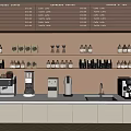 Café Interior With Expresso Coffee Menu Board Coffee Equipment And White Counter