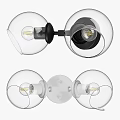 Modern Spherical Wall Sconces With Transparent Shade And Illuminated Double Heads