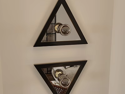 Modern Triangular Wall Lamps with Black Frames Mounted on White Wall 3d model