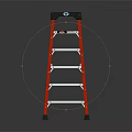 Sturdy Red Ladder With Black Top And Silver Steps For Household Use 3d model