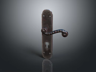 Decorative Carved Metal Door Handle as Practical Hardware Tool for Home Improvement 3d model