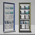 Modern Bookcases With Blue And Yellow Frames Multiple Shelves For Book Storage 3d model