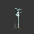 Electric Utility Pole With Cross Arm And Insulators On Dark Background