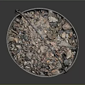 Vintage Rusty Metal Bucket Filled With Coal Ashes On Dark Background