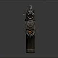 Futuristic Double Barrel Weapon With Metallic Texture And Red Component In Tactical Design 3d model