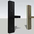 Smart Door Locks With Digital Keypad Black And Brown Handle Design 3d model