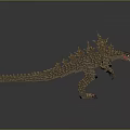 Giant Brown Dinosaur Model With Brick Structure And Spikes On Gray Background