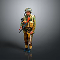 Man in Military Uniform Wearing Helmet Carrying Rifle Knife and Tactical Gear
