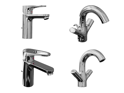 Bathroom Kitchen Faucets With Modern Design Different Styles And Chrome Finish 3d model