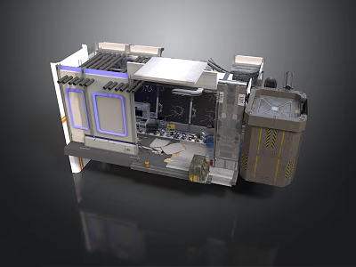 Industrial Machinery Structure With Metal Frame Control Panel Internal Components And Enclosure 3d model