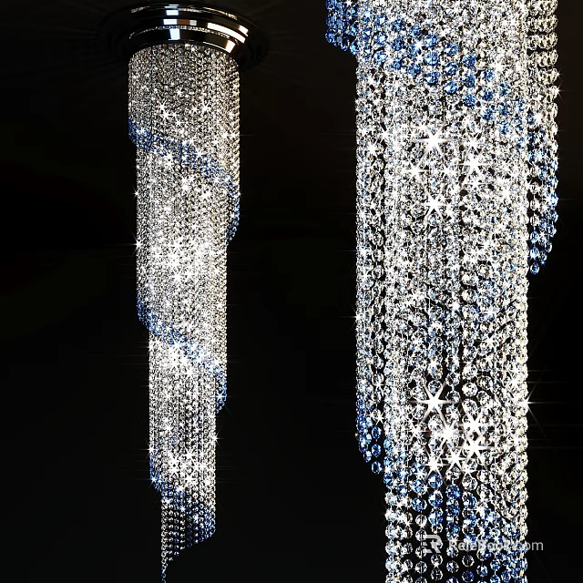 Sparkling Crystal Chandelier with Hanging Design and Shiny Decorative Elements 3d model 