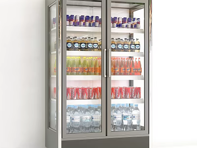 Kitchen Appliance Double Door Refrigerated Display Cabinet with Glass Doors for Beverage Storage 3d model