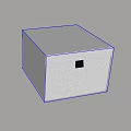 White Textured Cube Box with Small Black Square on Top Surface 3d model