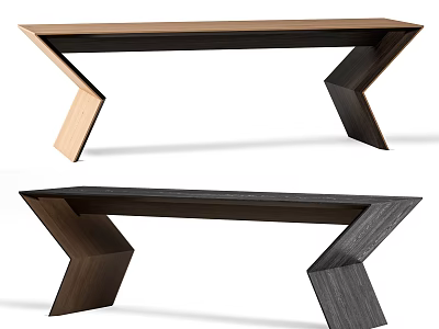 Modern Dining Table With Geometric Angular Legs And Contrasting Wood Materials 3d model