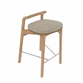 Light Padded Wooden Bar Stool with Metal Crossbar in Modern Minimalist Style