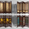 Decorative Wooden Room Dividers with Various Ornamental Patterns and Designs 3d model