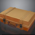 Vintage Orange Suitcase With Metal Straps And Brown Handle Design