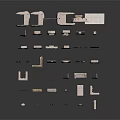 Various Architectural Building Model Components With Walls Windows Doors And Stairs
