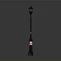 Classic Black Street Lamp With Decorative Base And Red 40 Label