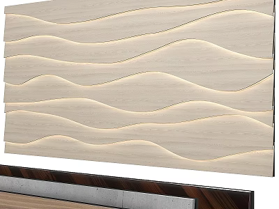Elegant Wooden Wavy Wall Decor Hanging with Light Effect for Interior Decoration 3d model