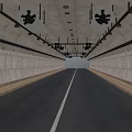 Tunnel Interior Structure With Concrete Walls Road Surface And Ceiling Grilles 3d model