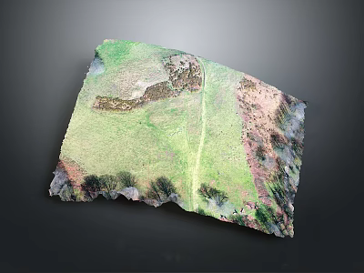 Realistic Terrain Model Featuring Green Fields Brown Land Pink Areas And Path 3d model
