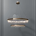 Modern Elegant Hanging Chandelier With Double Layer Transparent Elements And Golden Metal Frame