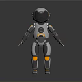 3D Humanoid Robot With Silver Gray Body Orange Accents And Mechanical Structure 3d model