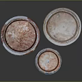 Three Colorful Paint Cans With Rusty Lids And Brand Labels