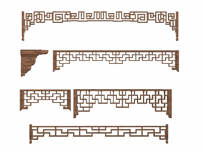 Hanging down ancient building components Hanging down Chinese-style lattice lintel Hanging down carved door head components model