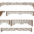 Hanging down ancient building components Hanging down Chinese-style lattice lintel Hanging down carved door head components 3d model