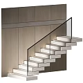 Modern Staircase Design With Glass Railing White Steps And Wooden Wall