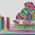 Colorful Inflatable Flower Shaped Decorations With Columnar Structures And Wavy Summer Bases