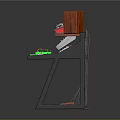 Wooden Music Production Workstation With Speakers Keyboard Mixing Gear And Audio Cables