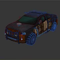 Sturdy Off Road Pickup Truck With Metallic Exterior Roof Rack Large Tires And Reflective Surface