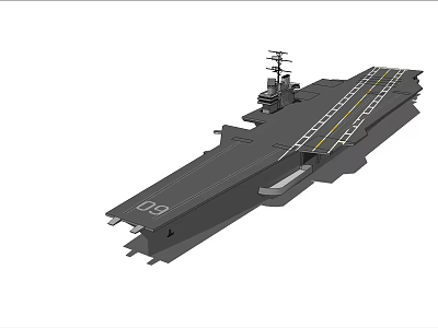 Military Aircraft Carrier Model With Flight Deck And Island Structure 3d model
