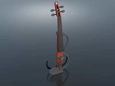 Stylish Orange Violin with Modern Stand and Contemporary Design Details 3d model