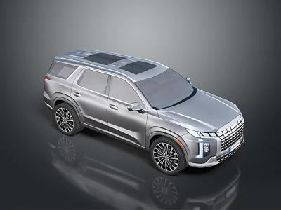 Silver Modern SUV With Roof Rack Large Wheels And Angular Front Fascia 3d model