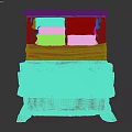 Minimalist Double Bed With Light Beige Bedding Fabric Headboard And Pillows