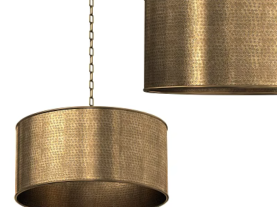 Modern Brass Pendant Light With Hammered Texture And Elegant Cylindrical Design 3d model